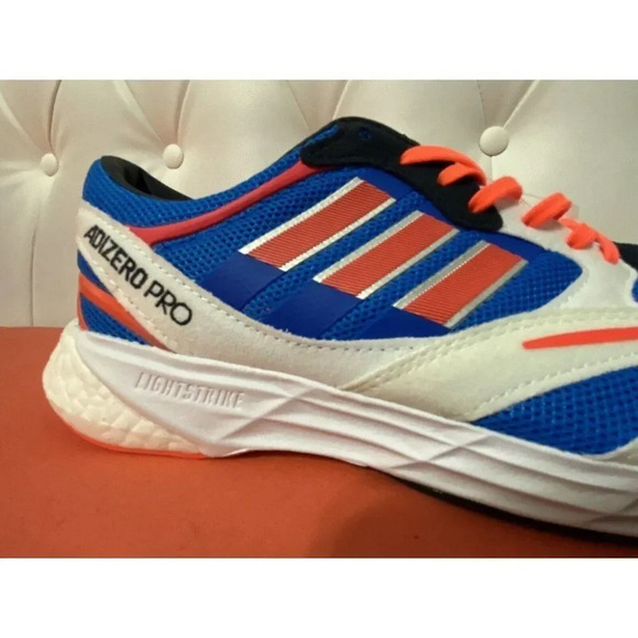 ADIDAS ADIZERO PRO DNA BLUE  NEON PINK WHITE SILVER MEN'S SIZE 6.5 RUNNING SHOES - Picture 8 of 12